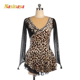 Dresses Nasinaya Figure Skating Dress Customized Competition Ice Skating Skirt for Girl Women Kids Performance Leopard Print