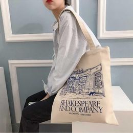Evening Bags Women Canvas Shoulder Bag Shakespeare Print Ladies Shopping Cotton Cloth Fabric Grocery Handbags Tote Books For Girls256f