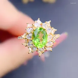 Cluster Rings Natural Real Peridot Ring Oval Luxury Style Per Jewellery 925 Sterling Silver 7 9mm 2ct Gemstone Fine T238273