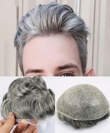 Thin Skin Toupee for Men Men039s Hair Pieces Replacement System 1B65 Colour Human Hair Mens Wig4799194