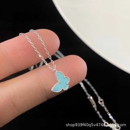 V Necklace Fanjia High Version Butterfly Necklace Womens New Turquoise Butterfly Bracelet Blue Agate Small Mini Collar Chain