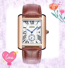 Sub dial working men and women tank roman dial watches square case leather strap bee star business switzerland clock japan quartz movement Stainless Steel Case watch