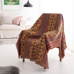 Bohemian Chenille Towel Tassel Blanket for Couch Sofa Decorative Slipcover Throws Plaid Stitching Travel Plane Blanket262S