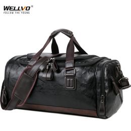 Duffel Bags Men Quality Leather Travel Carry On Luggage Bag Handbag Casual Travelling Tote Large Weekend XA631ZC2424