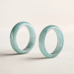 Cluster Rings Inner Diameter 20-23mm Natural Old Pit A-grade Jade Blue Water Ring For Men's Gifts With Type Jadeite Jewellery Drop