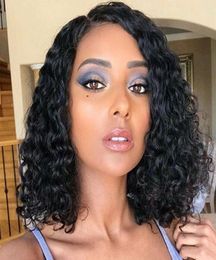 Curly Lace Front Human Hair Wigs with Baby Hair Bleached Knots Glueless Brazilian Remy Hair Wig Natural Hairline Lace Frontal5146178