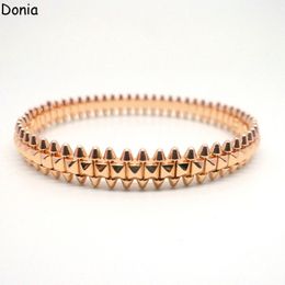 Donia Jewelry Luxury Bangle Exaggerated Shiny Rivet Titanium Steel Bracelet European and American Fashion Designer Bracelet311W