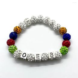 Strand Fashion Order Of The Eastern Star Society Logo OES Alphabet Charm Tag Handmade Bead Bracelet291j