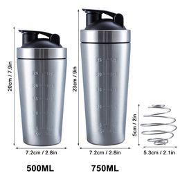 Stainless Steel Protein Shaker Cup Portable Fitness Sports Mug Nutrition Blender Cup Water Bottles Water Cup Portable Shakers 240306