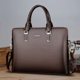 Luxury Cow Genuine Leather Business Mens Briefcase High Capacity Male Shoulder Bag Men Messenger Bag Tote Computer Bags 240306