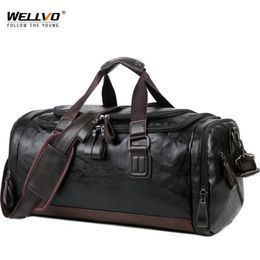 Duffel Bags Men Quality Leather Travel Carry On Luggage Bag Handbag Casual Travelling Tote Large Weekend XA631ZC278r