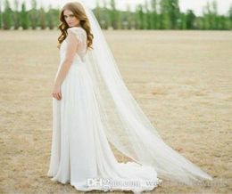 New Arrival 2017 Tulle Bridal Veils With Comb Onelayer Cut Edge 3 Metres Long Cathedral Veil Simple High Quality5839546
