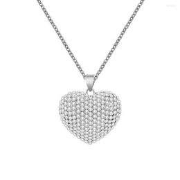 Pendant Necklaces Trendy Crystal Love Heart Neckalce For Women Stainless Steel Chain Shiny Rhinestone Fashion Jewellery Lover Pretty297F