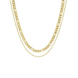 Chains Women Figaro Gold Chain Necklace Aestethic Colar Choker Kpop Collar Collier Stainless Steel Jewelry Luxury Chunky Collares 247J