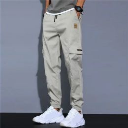 Fina estudante carga magro homens jogger cintura harem hip verão calça algodão elástico hop calças casuais calças moletom coreano