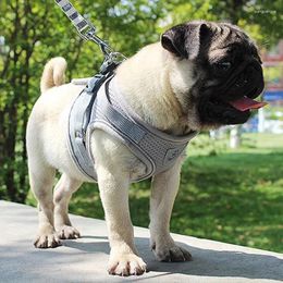 Dog Collars XS/S/M/L/XL Pet Adjustable Vest Harness Mesh Collar Chest Strap Leash With Traction Rope Supplies