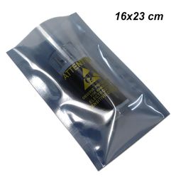 100pcslot 16x23cm ESD Anti Static Open Top Poly Heat Seal Bag for Electronics Charger Printed Attention Logo Vacuum Plastic Heat 5674335