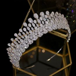 Bride Tiara Crystal Headdress Wedding Hair Accessories Full Zircon Crowns Headband Wedding Jewellery Crowns For Women 240301