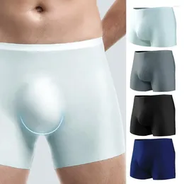 Underpants Breathable Men Underwear Men's Seamless Ice Silk Long Shorts Slim Fit Sport Panties With High Elasticity Solid Colour