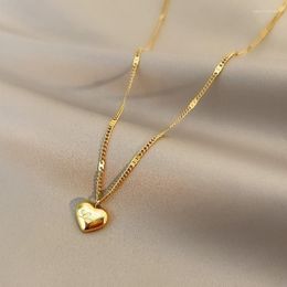 Pendant Necklaces 22023 Fashion Gold Colour Love Heart For Women Vintage Link Clavicle Chain Choker Necklace Party Girl Gift Jewelr275R
