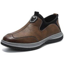 New Business Casual Shoes British Men's Low Top Shoes Breathable, Comfortable, Soft Sole, One Step Leather Shoes