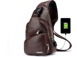 Leather Crossbody Bag Single Shoulder Bag USB Sports Casual Chest Bag Mens Fast1848458