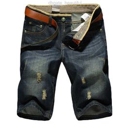 Moda Estate Casual Cotone Uomo Jeans corti Uomo Bermuda Boardshorts Jeans Pantaloncini Uomo Strappato Plus Size 28-36