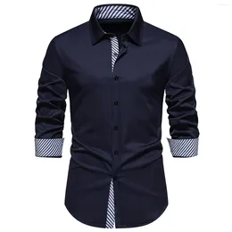 Men's T Shirts Casual Fashion Lapel Long Sleeve Shirt Striped Colour Block For Men Oversized T-Shirt Cloth