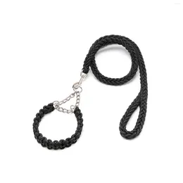 Dog Collars Nylon Braided Rope Leash For Dogs Large Metal Chain Buckle And Set Traction
