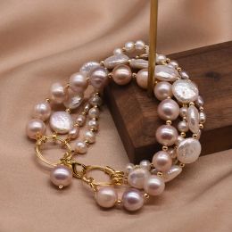 Natural Baroque Fresh Water Pearl Multi-layer Bracelet High-end Sense Niche Design Couple Jewelry Accessories