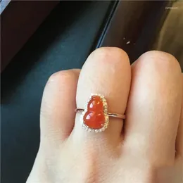 Cluster Rings Designer Original Natural Seed Carnelian Gourd Opening Adjustable Ring Temperament Fashion Ladies Jewellery