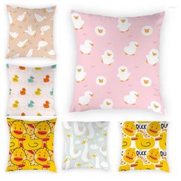 Pillow Cartoon Cute Animal Duck Cover White Geometric 45x45cm Sofa Decor Children Room Simple Modern G120