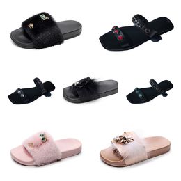 Designer slippers women men summer sandals fashions canvas Flat Mule Platform High Heel Sandal platform sliders Shoes GAI black