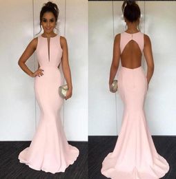 Newest Vneck Sleeveless Mermaid Prom Dresses Sleeveless Open Back Evening Gowns Cutaway Side Pink Cheap Bridesmaid Dress BA78775522957