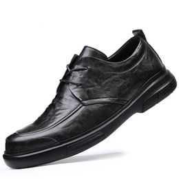Soft Leather Non-slip Breathable Shoes Man Fashion Casual Designer Men's Dress Shoes Solid Colour Black Platform Shoe Men 240307