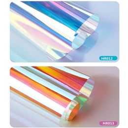 1 37x20m 2Colors Rainbow Effect Window Film Iridescent Glass Tint For Building Store Dichroic Whole Stickers309w