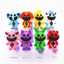 Smiling Critters keychain Cartoon Hopscotch Catnap Bearhug Pendants Anime Car Key Ring Cartoon Doll Backpack Pendant Toys Gift