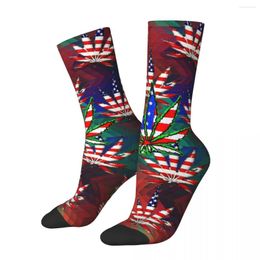 Men's Socks American Flag Leaf Male Mens Women Winter Stockings Printed