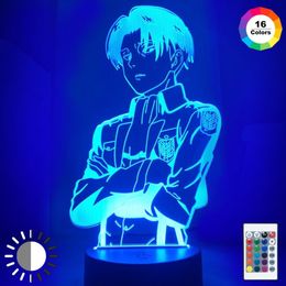 Angriff auf Titan für Home Room Decor Licht Acryl Tischlampe Anime Cool Kid Kind Geschenk Captain Levi Ackerman Figur Nachtlicht 20284C