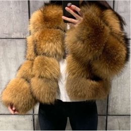Selling Imitation Raccoon Hot Fur Patchwork Women's Jacket 4441