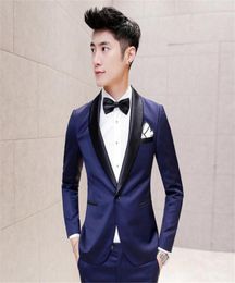 Dark Blue Tuxedo Mens Smoking Suit Jackets Groom Wedding Suits for Men Blazers Slim Fit Dinner Jackets Dress Terno Masculino8932351520394