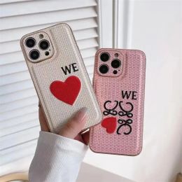 2024 Designer Phone Cases For IPhone 15 14 Pro Max Plus 13 12 11 Luxury L Brand Phonecase Fashion Red Heart Case Weave Cover Patchwork 3 Colours -5