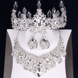 Charming Silver Jewellery 3 Pieces Suits Necklace Earrings Tiaras Crowns Bridal Jewellery Sets Bridal Accessories Wedding Jewellery T303257O