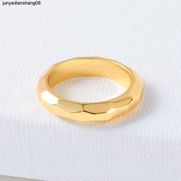 French Celi Cool Style Simple and Fashionable Versatile Layered Strap Cut Diamond Grid Smooth Ring Brass Gold Plated Ring for Women