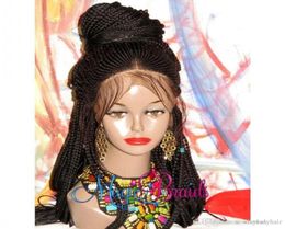 Fully handtied braids cornrow wig blackbrownblonde color braided box braids Lace Front Wig with baby hair for America Africa wom6946299