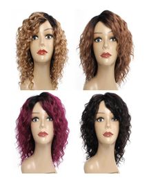 Kisshair deep wave human hair wig Natural color Honey blonde Medium brown Burgundy machine made wigs 10 inch Brazilian Indian huma3153438