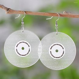 Dangle Earrings 2024 Fashion Gramophone Records For Women Acrylic Transparent Double Sided Printed Party Festival Gift