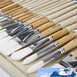 Chip Paint Brushes Set Professional Synthetic Short Handle W Brush Case Art Supplies Watercolour Oil Paint Brush270F