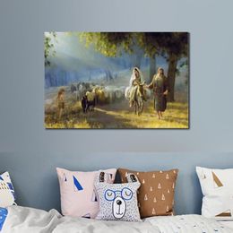 Christmas Gift Joseph Brickey Oil Paintings Journey to Bethlehem Handmade Canvas Art of Christ Modern Landscape Figure Artwork Liv309J