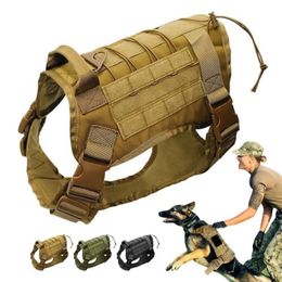 Dog Collars & Leashes Outdoor Clothes Combat Training Vest Tactics Nylon Waterproof Handle Harness Water-resistant Military Huntin260K